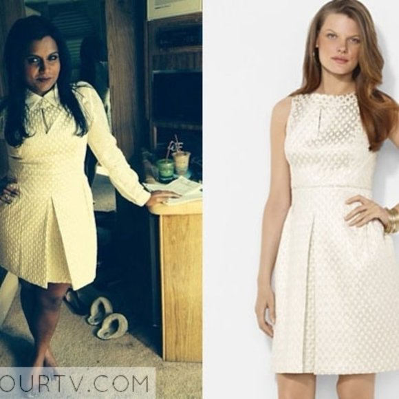 LAUREN RALPH LAUREN Gold Metallic Ivory Dress - Picture 12 of 13